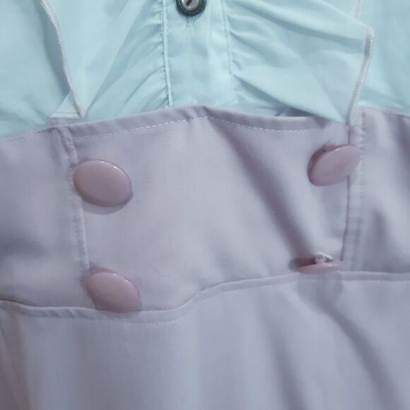 Vintage Frilly Lapel 2 Tone Shirt Dress - Picture 4 of 8